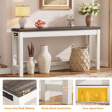 Narrow Console Table with Charging Station, Slim Sofa Table with Outlets & USB Ports, Entryway Table for Living Room & Hallway