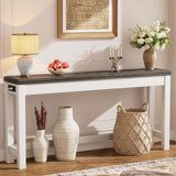 Narrow Console Table with Charging Station, Slim Sofa Table with Outlets & USB Ports, Entryway Table for Living Room & Hallway