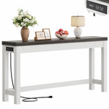 Narrow Console Table with Charging Station, Slim Sofa Table with Outlets & USB Ports, Entryway Table for Living Room & Hallway