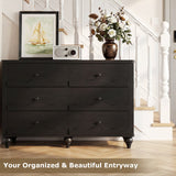 6-Drawer Wooden Dresser for Bedroom, Living Room, Entryway