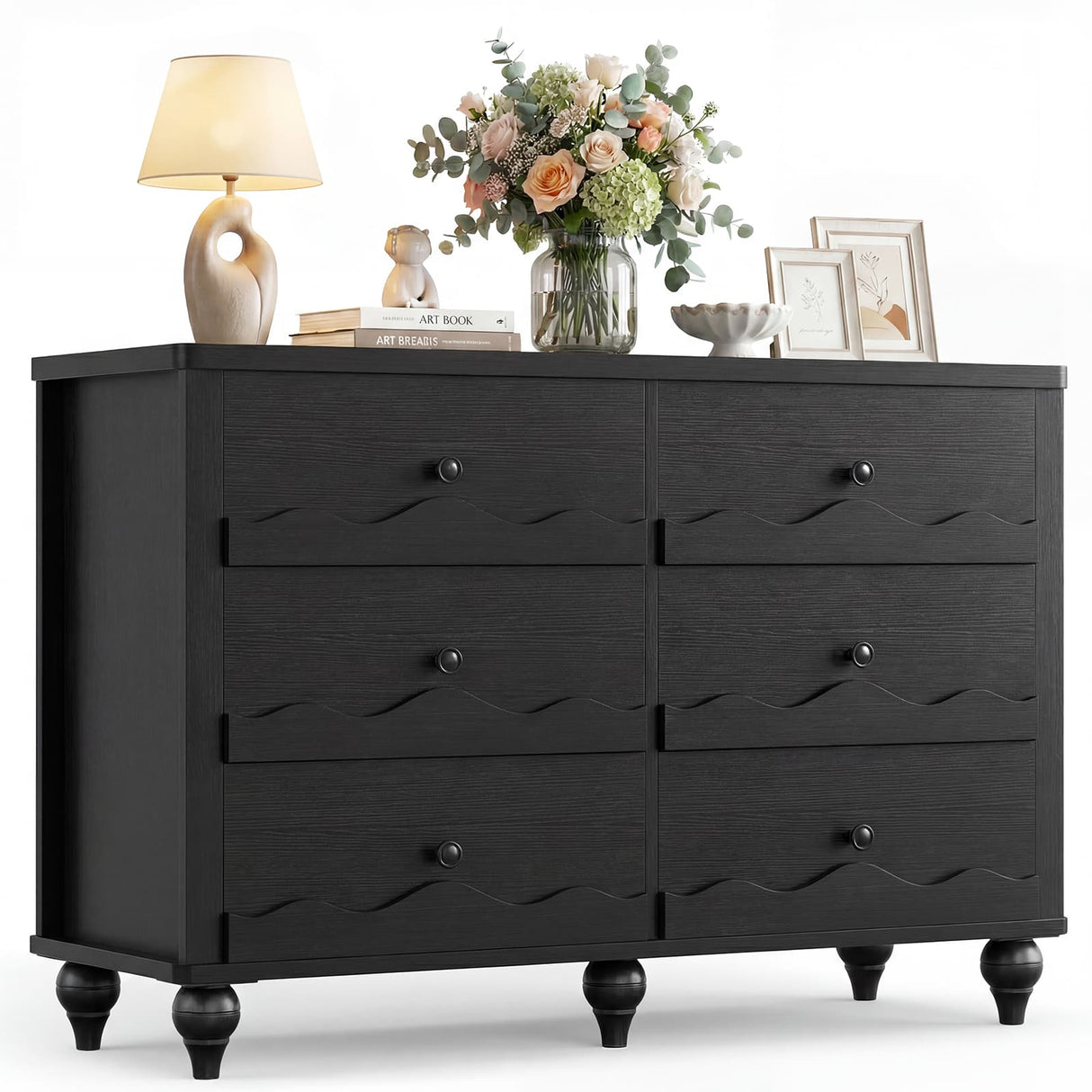 6-Drawer Wooden Dresser for Bedroom, Living Room, Entryway