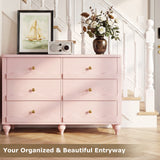 6-Drawer Wooden Dresser for Bedroom, Living Room, Entryway