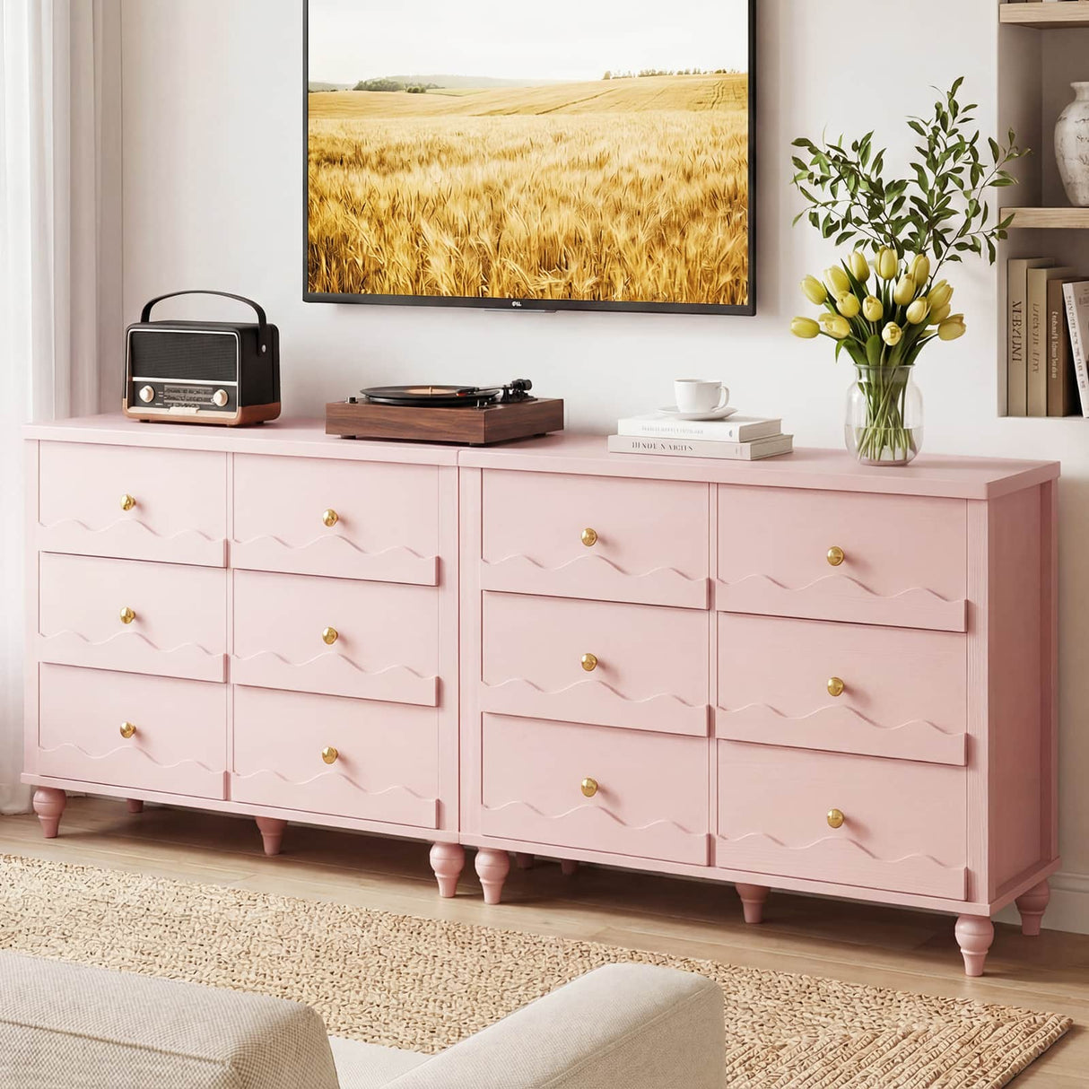 6-Drawer Wooden Dresser for Bedroom, Living Room, Entryway