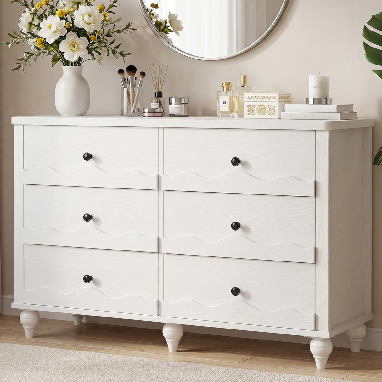 6-Drawer Wooden Dresser for Bedroom, Living Room, Entryway