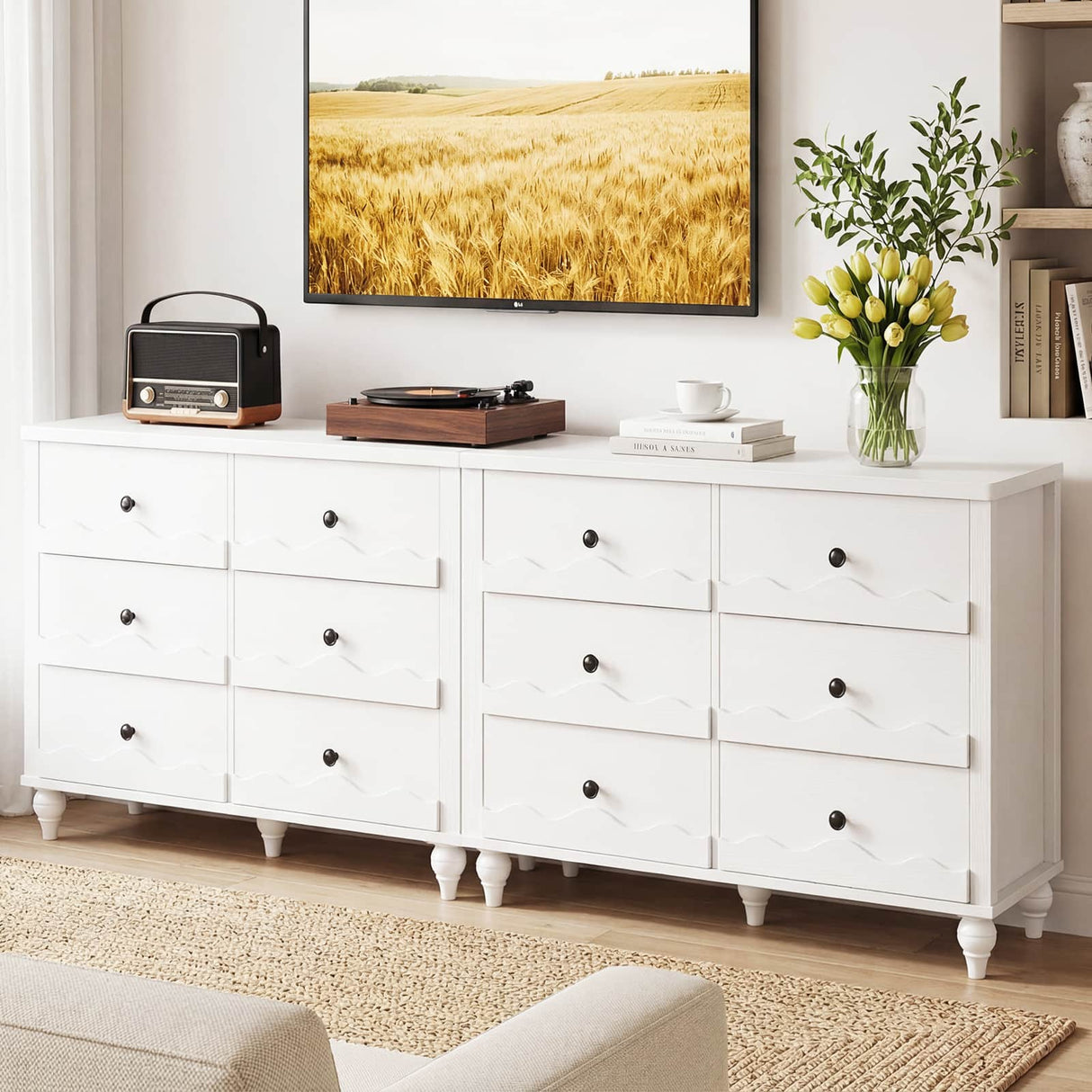 6-Drawer Wooden Dresser for Bedroom, Living Room, Entryway