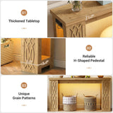 47'' Narrow Console Table with Charging Station & LED Lights, Farmhouse Sofa Table for Living Room & Hallway