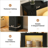 47'' Narrow Console Table with Charging Station & LED Lights, Farmhouse Sofa Table for Living Room & Hallway
