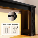 47'' Narrow Console Table with Charging Station & LED Lights, Farmhouse Sofa Table for Living Room & Hallway