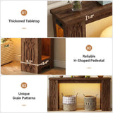 47'' Narrow Console Table with Charging Station & LED Lights, Farmhouse Sofa Table for Living Room & Hallway