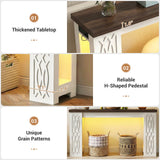 47'' Narrow Console Table with Charging Station & LED Lights, Farmhouse Sofa Table for Living Room & Hallway
