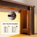 63'' Farmhouse Console Table with Charging Station and LED Lights, Narrow Entryway Table for Home