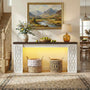 63'' Farmhouse Console Table with Charging Station and LED Lights, Narrow Entryway Table for Home