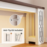 63'' Farmhouse Console Table with Charging Station and LED Lights, Narrow Entryway Table for Home