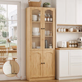 80" Tall Pantry Cabinet with 4 Doors, Kitchen Storage Cabinet with Built-in Baseboard Notch & Adjustable Shelves