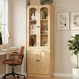 80" Tall Pantry Cabinet with 4 Doors, Kitchen Storage Cabinet with Built-in Baseboard Notch & Adjustable Shelves