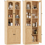 80" Tall Pantry Cabinet with 4 Doors, Kitchen Storage Cabinet with Built-in Baseboard Notch & Adjustable Shelves