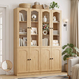80" Tall Pantry Cabinet with 4 Doors, Kitchen Storage Cabinet with Built-in Baseboard Notch & Adjustable Shelves