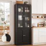 80" Tall Pantry Cabinet with 4 Doors, Kitchen Storage Cabinet with Built-in Baseboard Notch & Adjustable Shelves