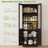 80" Tall Pantry Cabinet with 4 Doors, Kitchen Storage Cabinet with Built-in Baseboard Notch & Adjustable Shelves