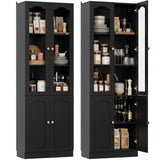80" Tall Pantry Cabinet with 4 Doors, Kitchen Storage Cabinet with Built-in Baseboard Notch & Adjustable Shelves