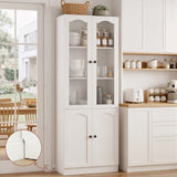 80" Tall Pantry Cabinet with 4 Doors, Kitchen Storage Cabinet with Built-in Baseboard Notch & Adjustable Shelves