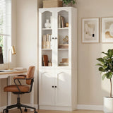 80" Tall Pantry Cabinet with 4 Doors, Kitchen Storage Cabinet with Built-in Baseboard Notch & Adjustable Shelves