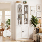 80" Tall Pantry Cabinet with 4 Doors, Kitchen Storage Cabinet with Built-in Baseboard Notch & Adjustable Shelves