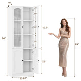 80" Tall Pantry Cabinet with 4 Doors, Kitchen Storage Cabinet with Built-in Baseboard Notch & Adjustable Shelves