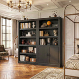 Double Wide Bookshelf, 71 Inch Tall Book Case with Storage Cabinet, 5 Tier Bookshelves and Bookcases