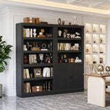 Double Wide Bookshelf, 71 Inch Tall Book Case with Storage Cabinet, 5 Tier Bookshelves and Bookcases