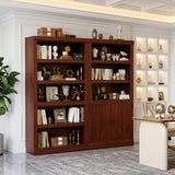 Double Wide Bookshelf, 71 Inch Tall Book Case with Storage Cabinet, 5 Tier Bookshelves and Bookcases