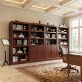 Double Wide Bookshelf, 71 Inch Tall Book Case with Storage Cabinet, 5 Tier Bookshelves and Bookcases