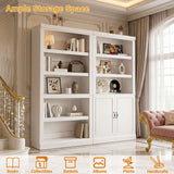 Double Wide Bookshelf, 71 Inch Tall Book Case with Storage Cabinet, 5 Tier Bookshelves and Bookcases