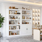 Double Wide Bookshelf, 71 Inch Tall Book Case with Storage Cabinet, 5 Tier Bookshelves and Bookcases