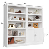 Double Wide Bookshelf, 71 Inch Tall Book Case with Storage Cabinet, 5 Tier Bookshelves and Bookcases
