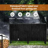 Unikito 8ft Firewood Rack Outdoor with Cover Combo Set Waterproof, Heavy Duty Steel Stack Organizer, Black