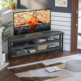 Unikito 55'' Corner TV Stand with Power Outlet, Corner Entertainment Center TV Console Table with 4 Open Storage Shelves, Metal Frame for Living Room, Bedroom, Industrial 60'' Corner TV Stand