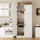 71” Tall Storage Cabinet, Farmhouse Kitchen Pantry Cabinet with Adjustable Shelves and Barn Doors