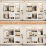 Modular 75" Closet System 3-Piece Set, with Drawers, Hanging Rods, and Shelves