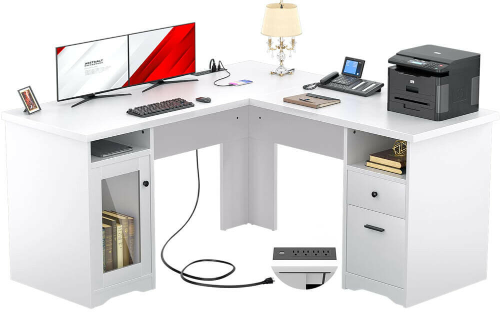 Corner computer desk with printer shelf sales