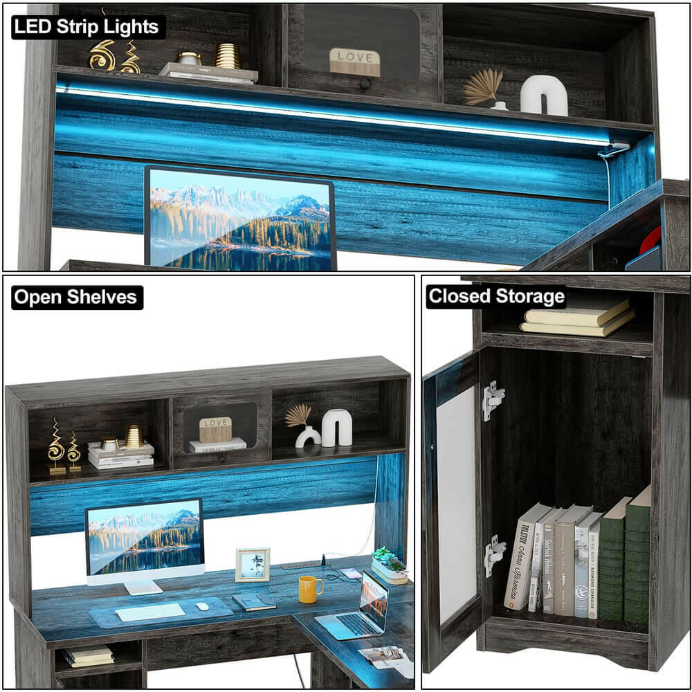 Unikito L Shaped Desk with Drawers, 60 Inch Office Desk with Unikito L Shaped Desk with Drawers, 60 Inch Office Desk with