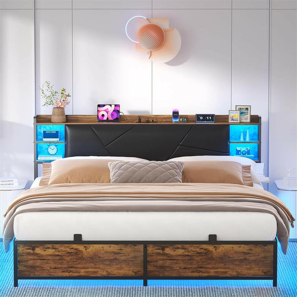 Double bed with lights in headboard hotsell