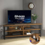 Unikito 55'' Corner TV Stand with Power Outlet, Corner Entertainment Center TV Console Table with 4 Open Storage Shelves, Metal Frame for Living Room, Bedroom, Industrial 60'' Corner TV Stand