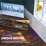 Unikito 55'' Corner TV Stand with Power Outlet, Corner Entertainment Center TV Console Table with 4 Open Storage Shelves, Metal Frame for Living Room, Bedroom, Industrial 60'' Corner TV Stand