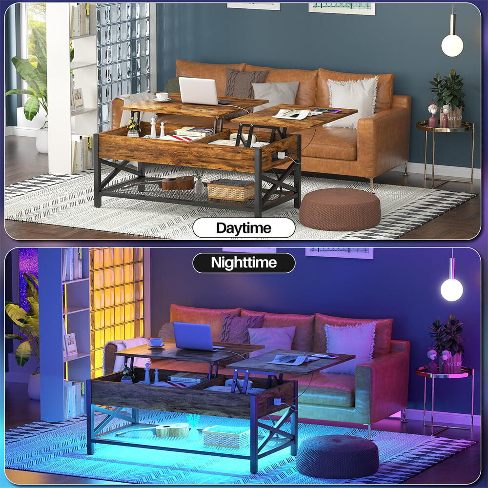 Center table with led lights top