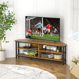 Unikito 55'' Corner TV Stand with Power Outlet, Corner Entertainment Center TV Console Table with 4 Open Storage Shelves, Metal Frame for Living Room, Bedroom, Industrial 60'' Corner TV Stand