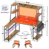 Unikito L Shaped Gaming Desk with Hutch & Shelves, 47'' Gaming Computer Desk with LED Lights & Power Strips, Reversible PC Gaming Desk L Shape with Storage, L Desk for Gaming with Monitor Stand