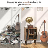 Unikito Record Player Stand, Vinyl Turntable Stand with Power Outlet and USB Charging Port, Record Display Table with Storage, Audio Rack, Turntable Nightstand for Bedroom, Living Room