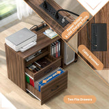 Unikito L Shaped Executive Desk and Mobile Lateral File Cabinet, 55 Inch L Shaped Office Desk with Power Outlet and Cable Management, Large Computer Table with Drawers and Storage Shelves