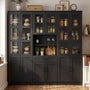 79.7" Tall Pantry Storage Cabinet with Glass Door, Adjustable Shelves, and Drawers, 3 Packs